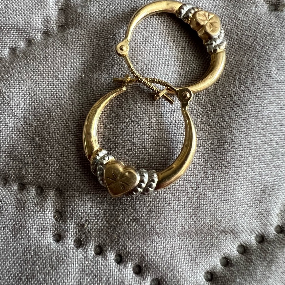 14k Heart Hoops Bi-Color